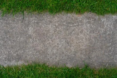 Background from grass and concrete. Stock Photos