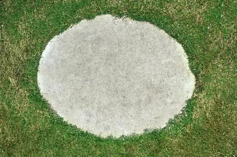 Background, grass through slab on the pavement. Foto stock