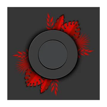 Background gray circle with red leaves Stock Illustration
