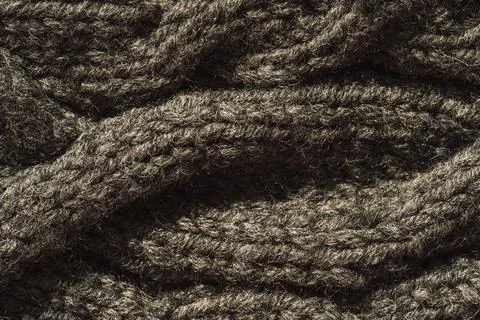 Background of gray knitted woolen thread close-up 스톡 사진