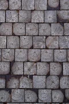 Background from gray wooden squares stacked together Stock Photos