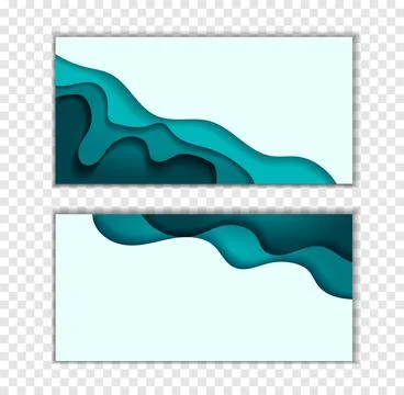 Background with green abstract multilayered wavy pattern. Paper art style Stock Illustration