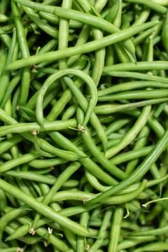 Background from green bean string. Close up. Foto stock