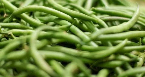 Background from green bean string. Close up. Foto stock
