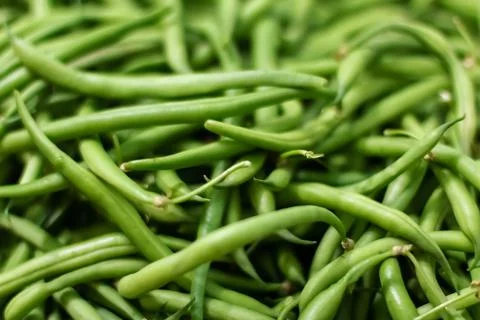 Background from green bean string. Close up. Foto stock