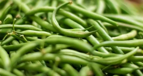 Background from green bean string. Close up. Foto stock