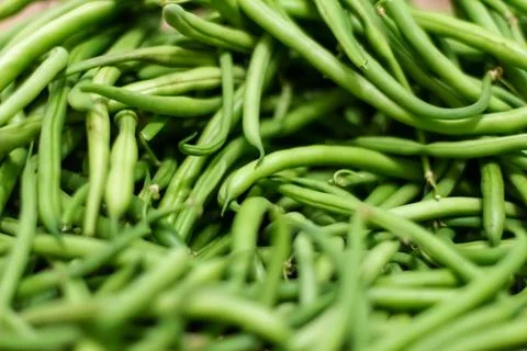 Background from green bean string. Close up. Foto stock