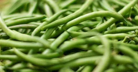 Background from green bean string. Close up. Foto stock