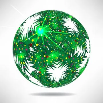 Background of green Christmas trees in the shape of balls with s Stock Illustration