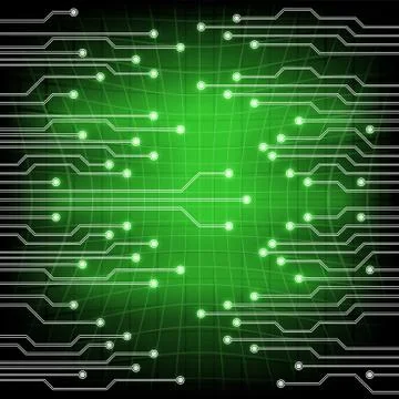 Background green with electroschemes . The abstract image of electrical circuits Stock Photos