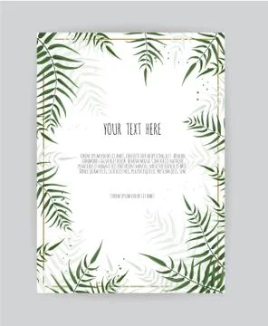 Background with green leaf , eucalyptus branches, decorative wreath frame pat Stock Illustration
