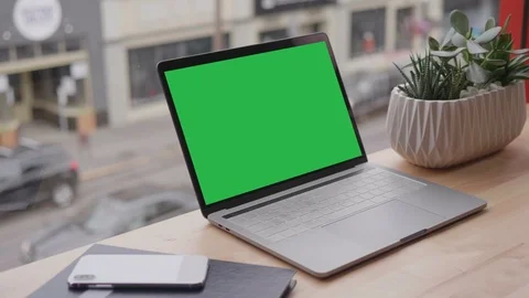Background Green Screen Laptop, White Business Modern Technology Office View Stock Footage 108071130