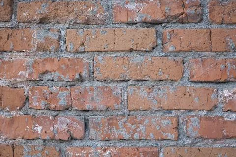 Background of grunge red brick wall texture . close up view Stock Photos