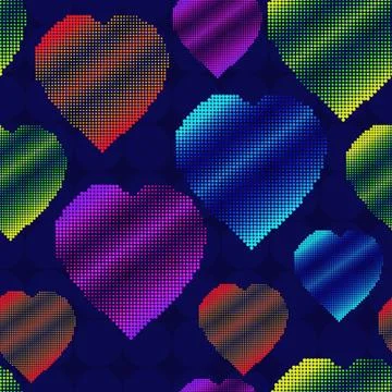 Background with halftone multicolor hearts Stock Illustration
