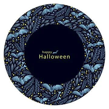 Background for Halloween with elements arranged in a circle Stock Illustration
