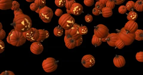 Background Halloween pumpkin falling black Stock Footage 81320890