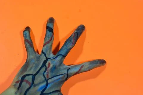 Background with a Halloween theme, with scary ghost finger objects, lollipo.. Stock Photos