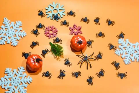 Background with a Halloween theme, with scary ghosts, lollipops and scary p.. Stock Photos