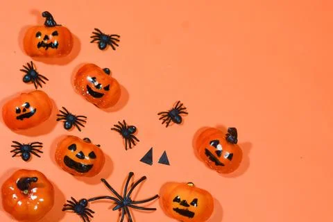 Background with a Halloween theme, with scary ghosts, lollipops and scary p.. Stock Photos