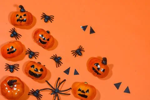 Background with a Halloween theme, with scary ghosts, lollipops and scary p.. Stock Photos