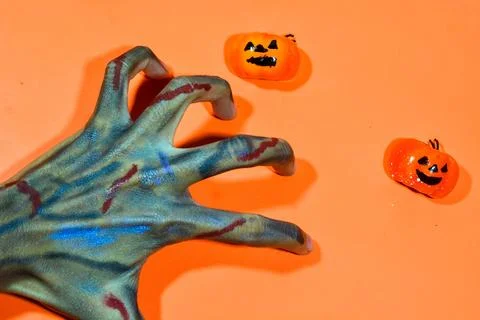 Background with a Halloween theme, with scary ghosts, lollipops and scary p.. Stock Photos