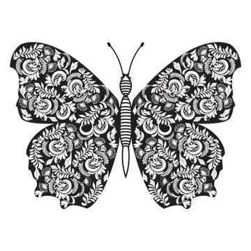 Background Hand drawn butterfly. Stock Illustration