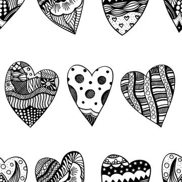 Background of hand drawn hearts. Stock Illustration