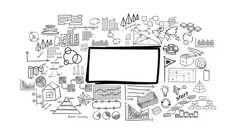 Background from hand-drawn infographic and frame for text in the center. Stock-Footage 107795795
