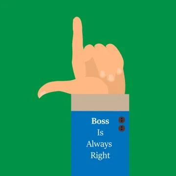 The background is a hand with a raised index finger-style flat. Boss is Always Stock Illustration