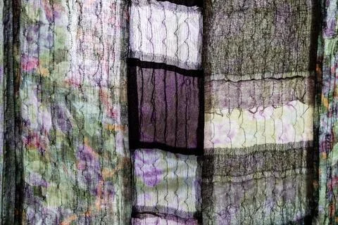 Background from handcrafted silk patchwork cloth Foto stock