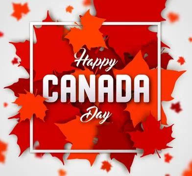 Background of happy Canada day. Red maple leaves Stock Illustration