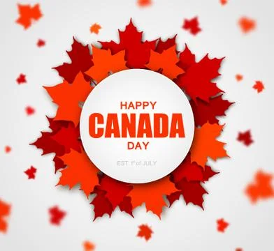 Background of happy Canada day. Red maple leaves Stock Illustration