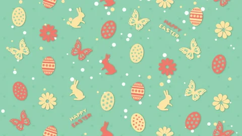Background Happy Easter with eggs, flowers and butterflies Stock Footage 105984607
