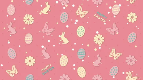 Background Happy Easter with eggs, flowers and butterflies Stock Footage 105984801