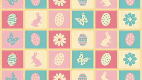Background Happy Easter with eggs, flowers and butterflies Stock Footage 106181587