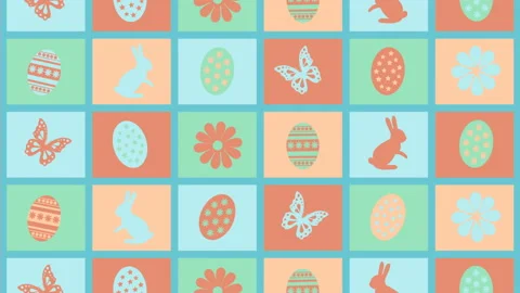 Background Happy Easter with eggs, flowers and butterflies Stock Footage 106182135
