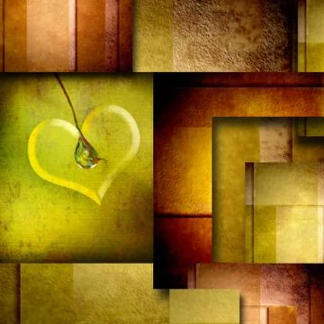 Background with heart design element on brown and green Stock Illustration