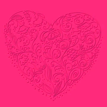 Background of heart with floral pattern Stock Illustration