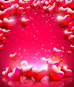 Background with heart-shaped balloons Stock Illustration