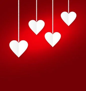 Background of hearts hanging on strings - Valentine s Day Stock Illustration