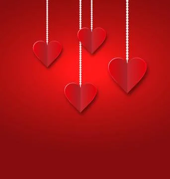 Background of hearts hanging on strings - Valentine s Day 스톡 일러스트