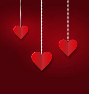 Background of hearts hanging on strings - Valentine s Day Stock Illustration