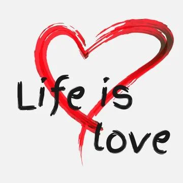 A background  hearts painted in different colors and text. Stock Illustration