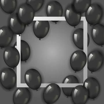 Background with helium balloons and frame. Stock Illustration