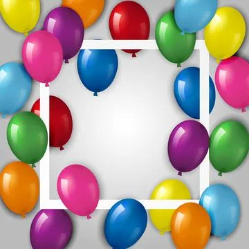 Background with helium balloons and frame. Stock Illustration