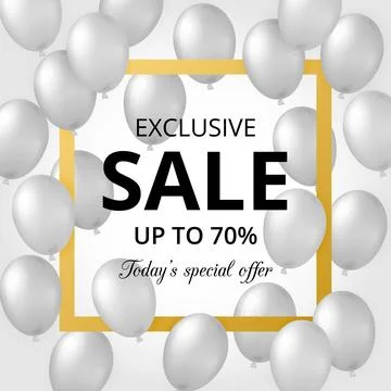 Background with helium balloons and frame. Stock Illustration