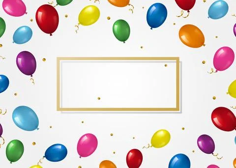 Background with helium balloons and frame. Stock-Illustration