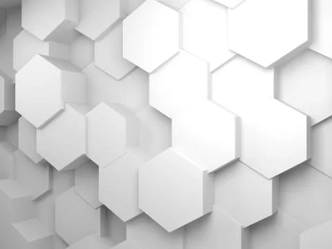 Background with hexagon pattern on wall, 3d Stock Illustration