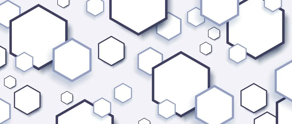 Background with hexagons pattern with shadow. Abstract white backdrop. Modern  Stock Illustration