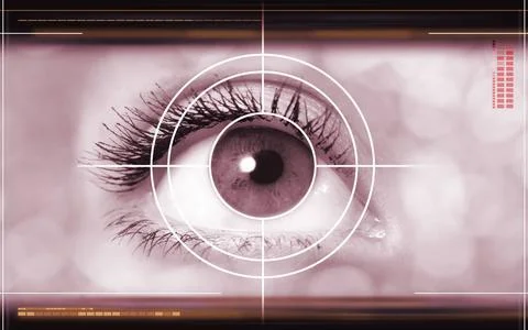 Background high-tech technology background with targeted eye on computer d... Stock Photos